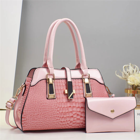 GlossCroc Luxe Tote - High-Shine Crocodile Pattern Handbag for Stylish Women