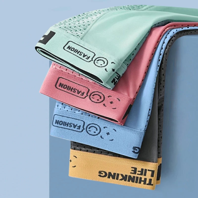 Men’s Mesh Ice Silk Boxer Shorts - 4 Pairs, Breathable Slim Fit Underwear, L–6XL