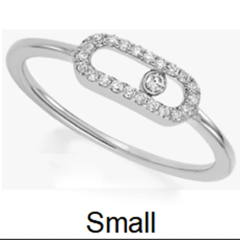 Exquisite Single Diamond Sliding Ring - 925 Sterling Silver Luxury Jewelry