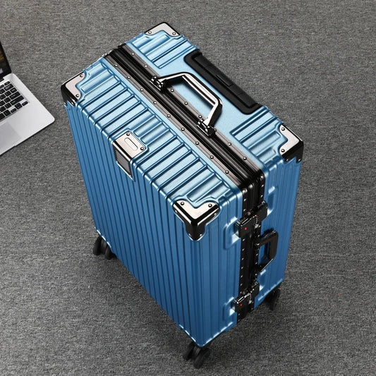 Durable Aluminum Frame Travel Suitcase - 20/26/28/30 Inch Wheeled Luggage with Password Lock & Large Capacity