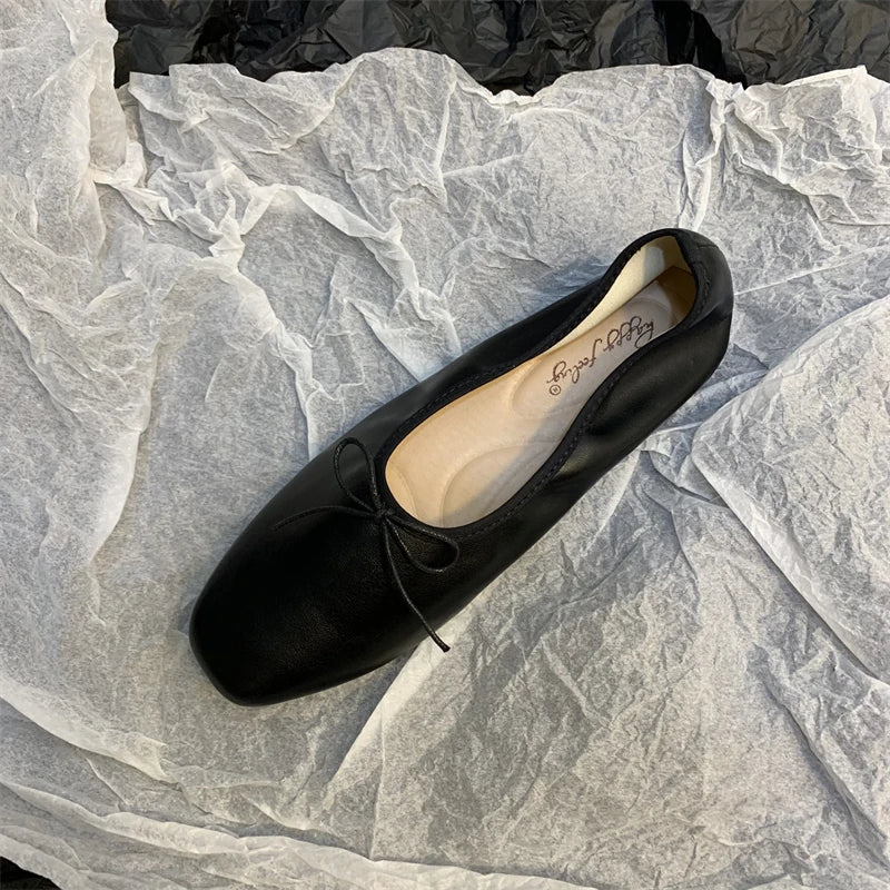 Women’s Spring Ballet Flats - Square Toe Slip-On Loafers for Casual Elegance