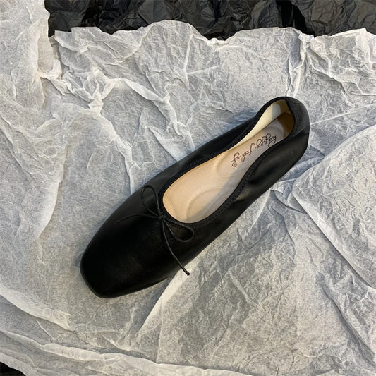 Women’s Spring Ballet Flats - Square Toe Slip-On Loafers for Casual Elegance