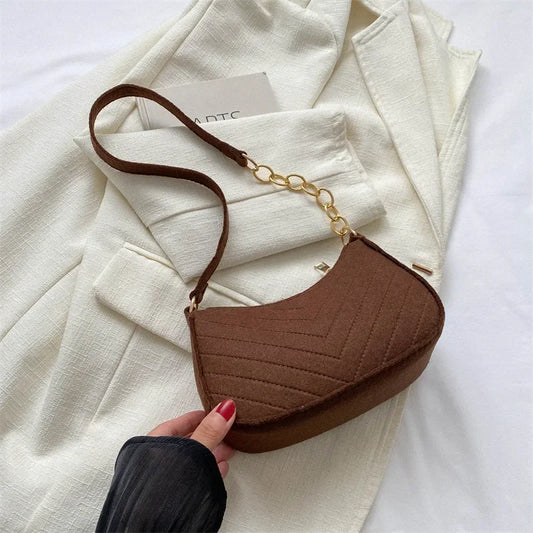 LunaFelt Mini Crescent - Fashion Shoulder & Underarm Saddle Bag for Women