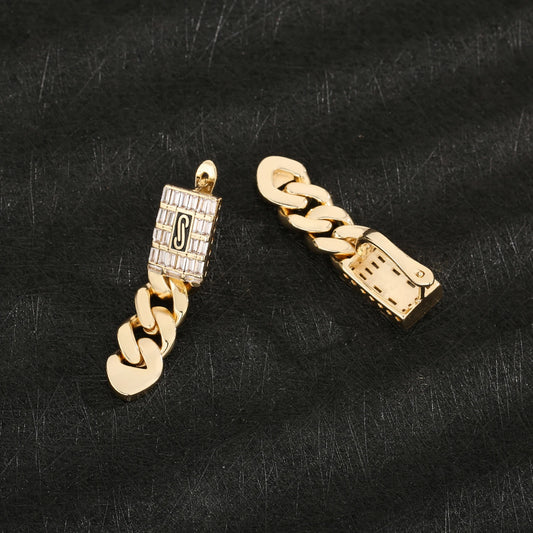 14K Gold Plated Brass Cuban Chain Hoop Earrings - Elegant Luxury Jewelry for Women, Perfect Gift for Anniversaries