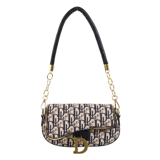 ChromaCurve Contrast Chain Saddle Bag - Stylish Crossbody & Underarm Shoulder Bag for Women