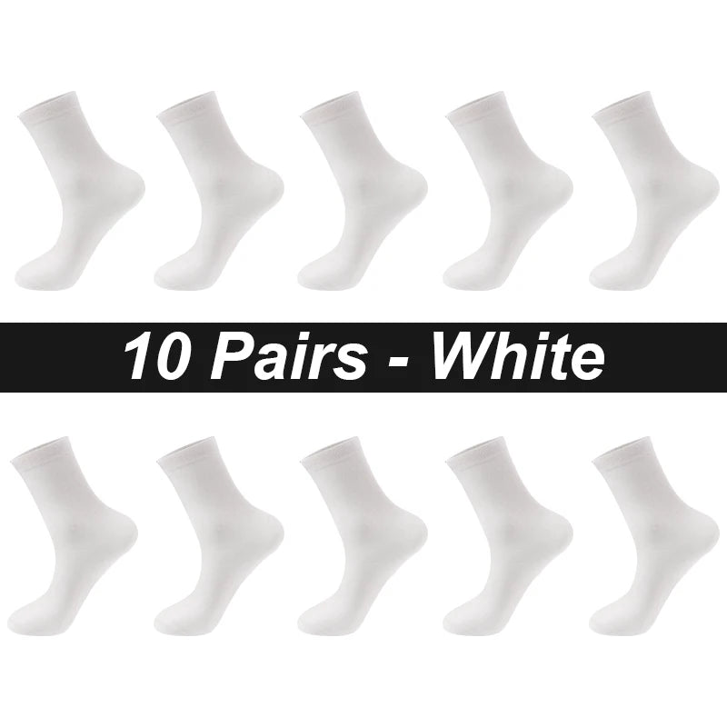 Men’s Combed Cotton Socks - 10 Pairs, Black Casual & Business Socks, Breathable High-Quality