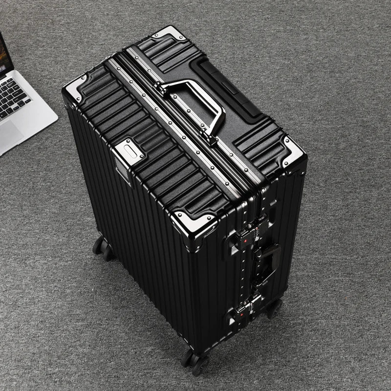 Durable Aluminum Frame Travel Suitcase - 20/26/28/30 Inch Wheeled Luggage with Password Lock & Large Capacity
