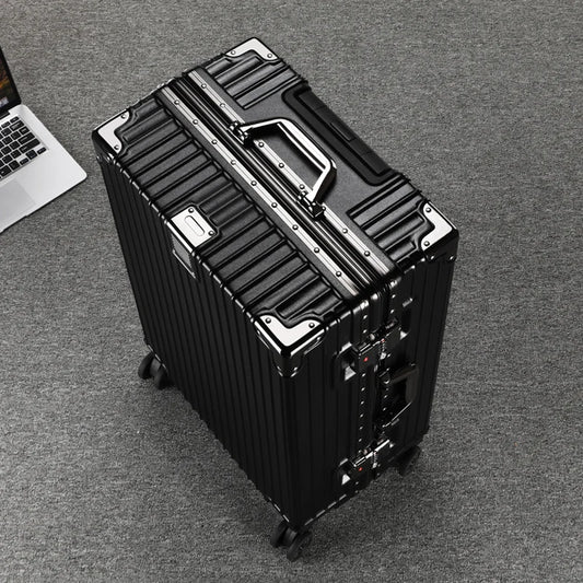 Durable Aluminum Frame Travel Suitcase - 20/26/28/30 Inch Wheeled Luggage with Password Lock & Large Capacity
