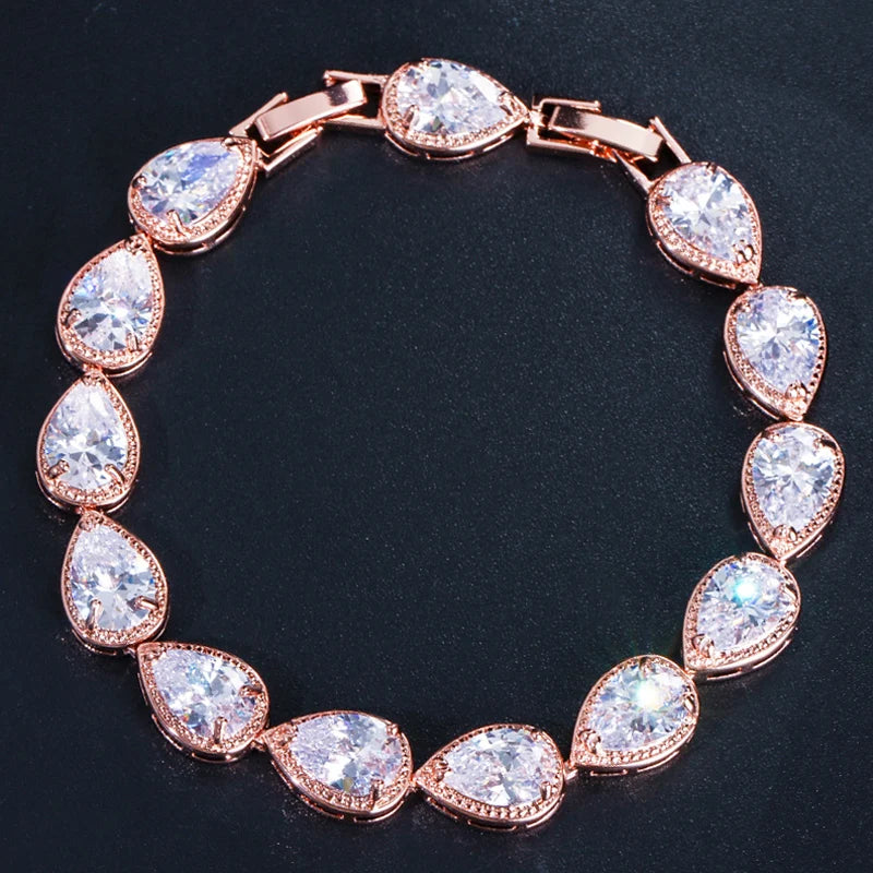 Brilliant Water Drop Cubic Bracelet - Elegant Bridal & Wedding Jewelry for Women
