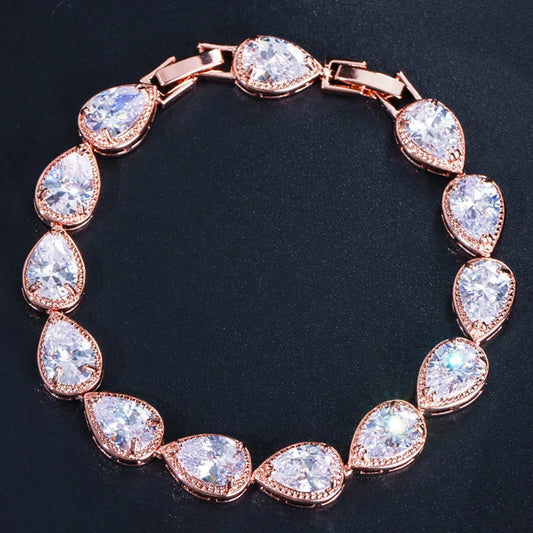 Brilliant Water Drop Cubic Bracelet - Elegant Bridal & Wedding Jewelry for Women