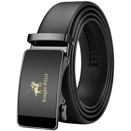 Men’s Genuine Leather Belt - Automatic Alloy Buckle Ratchet Designer Strap