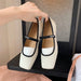 Women’s Ballet Flats - Elegant French Square-Toe Mary Jane Slip-On Shoes