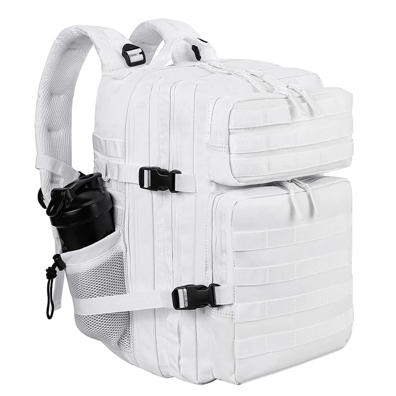 LHI 45L Tactical Backpack for Men & Women - Large Outdoor Sports Hiking Gym Bag with Bottle Holder