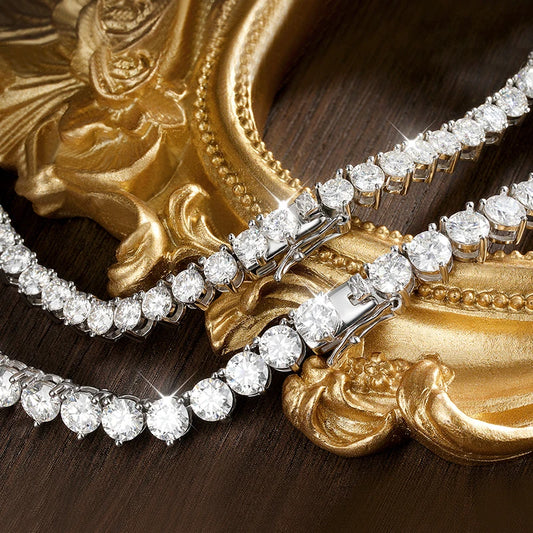 3-Claw D Color VVS1 Moissanite Tennis Necklace – 3mm / 4mm / 5mm GRA Certified Lab Diamond Chain, Solid 925 Sterling Silver Unisex Fine Jewelry