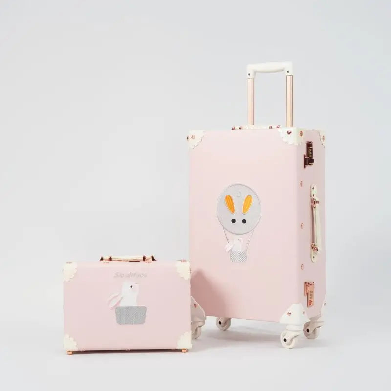 Vintage Style Retro Trolley Luggage - 360° Spinner Wheels Carry-On Suitcase for Women & Men, Pink, 20/22/24/26 Inch