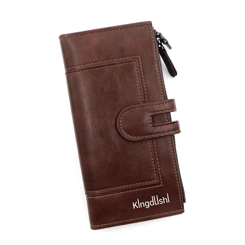 Fashionable PU Leather Long Wallet - Unisex European & American Style Multi-Card Organizer with Phone Pocket