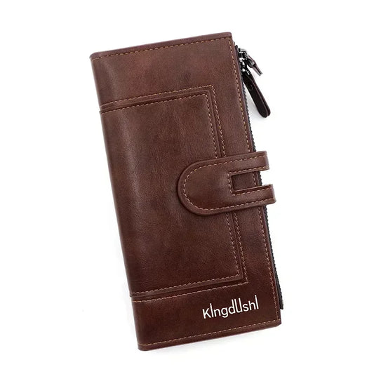 Fashionable PU Leather Long Wallet - Unisex European & American Style Multi-Card Organizer with Phone Pocket