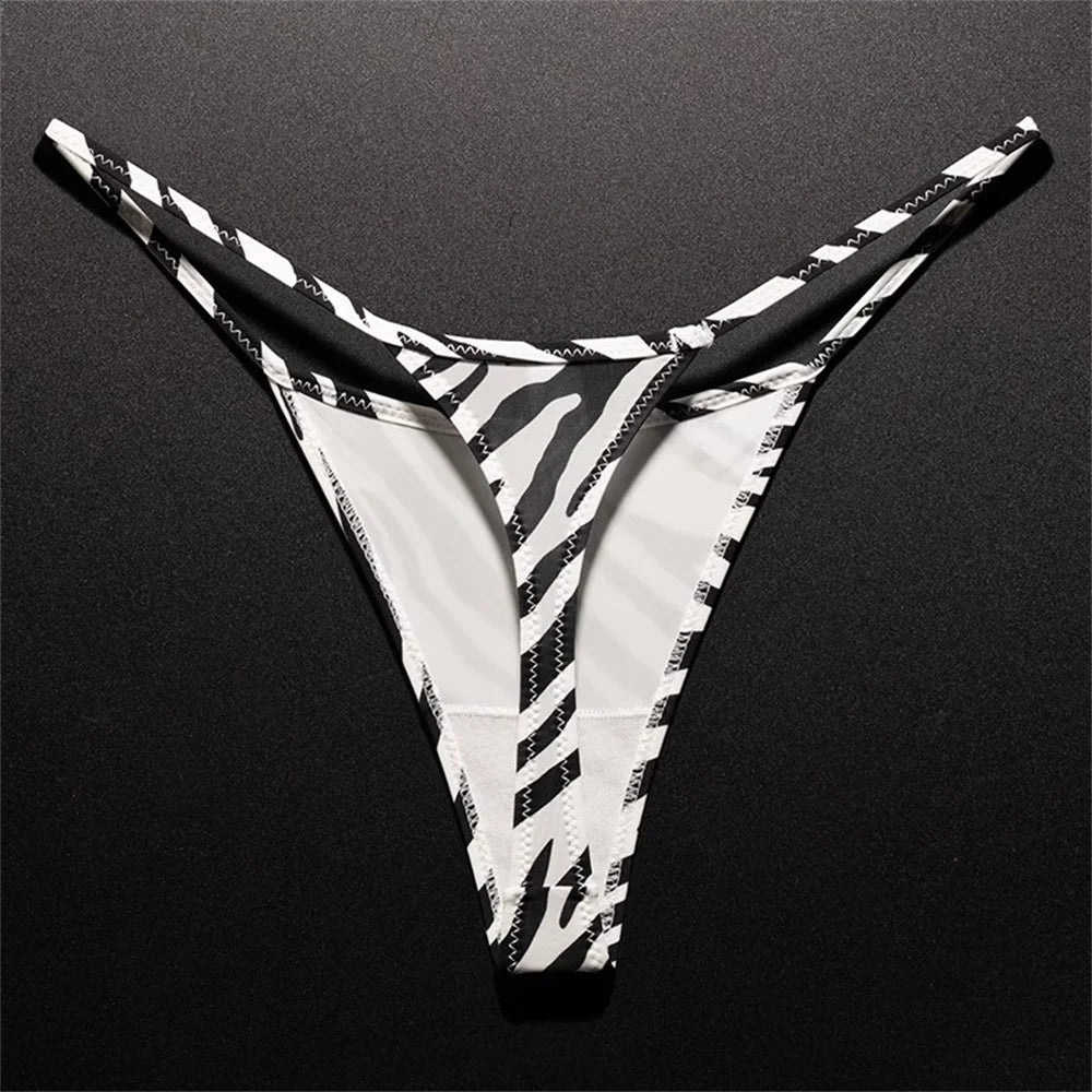 High-Slit Leopard Print Thong - Sexy Ice Silk Seamless One-Piece Underwear for Women, Fitness & Plus Size G-String