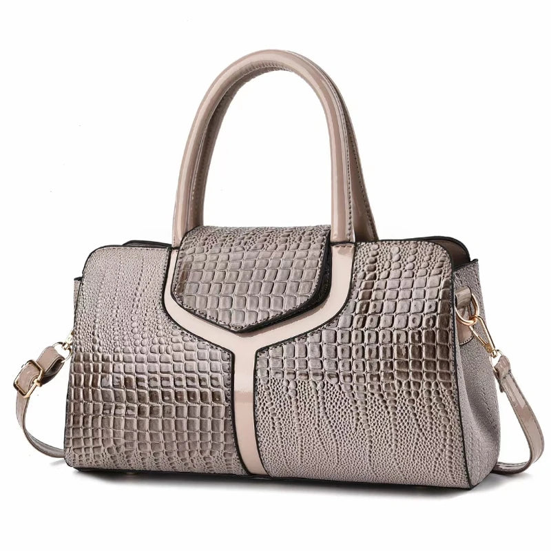 Retro Chic Croco Shoulder Tote - Minimalist Large Capacity Handbag for Women