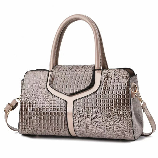 Retro Chic Croco Shoulder Tote - Minimalist Large Capacity Handbag for Women