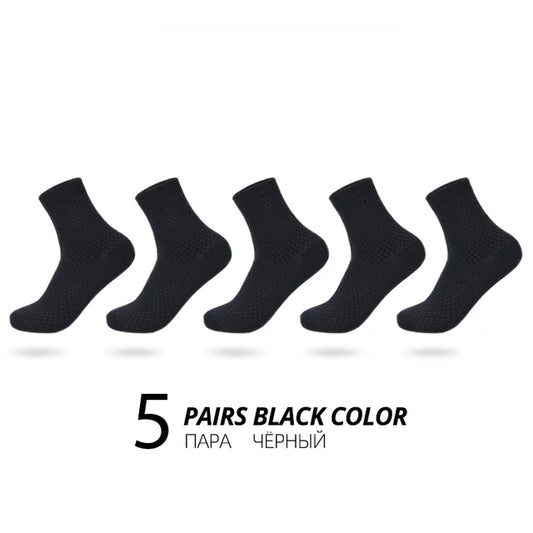 Men’s Business Casual Socks - 5/10/15 Pairs, Mid-Calf Compression Dress Socks for Spring & Autumn