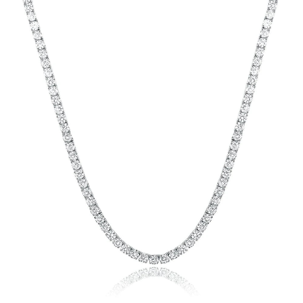 3mm / 4mm / 5mm Moissanite Tennis Necklace - 925 Sterling Silver Lab Diamond Chain for Men & Women, Luxury Fine Jewelry