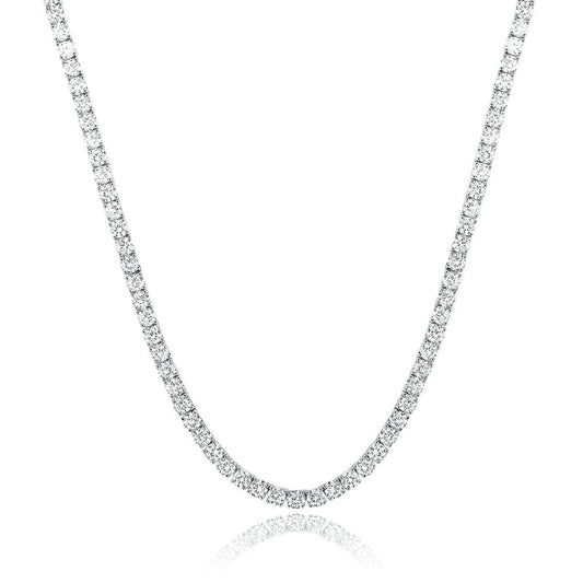 3mm / 4mm / 5mm Moissanite Tennis Necklace - 925 Sterling Silver Lab Diamond Chain for Men & Women, Luxury Fine Jewelry