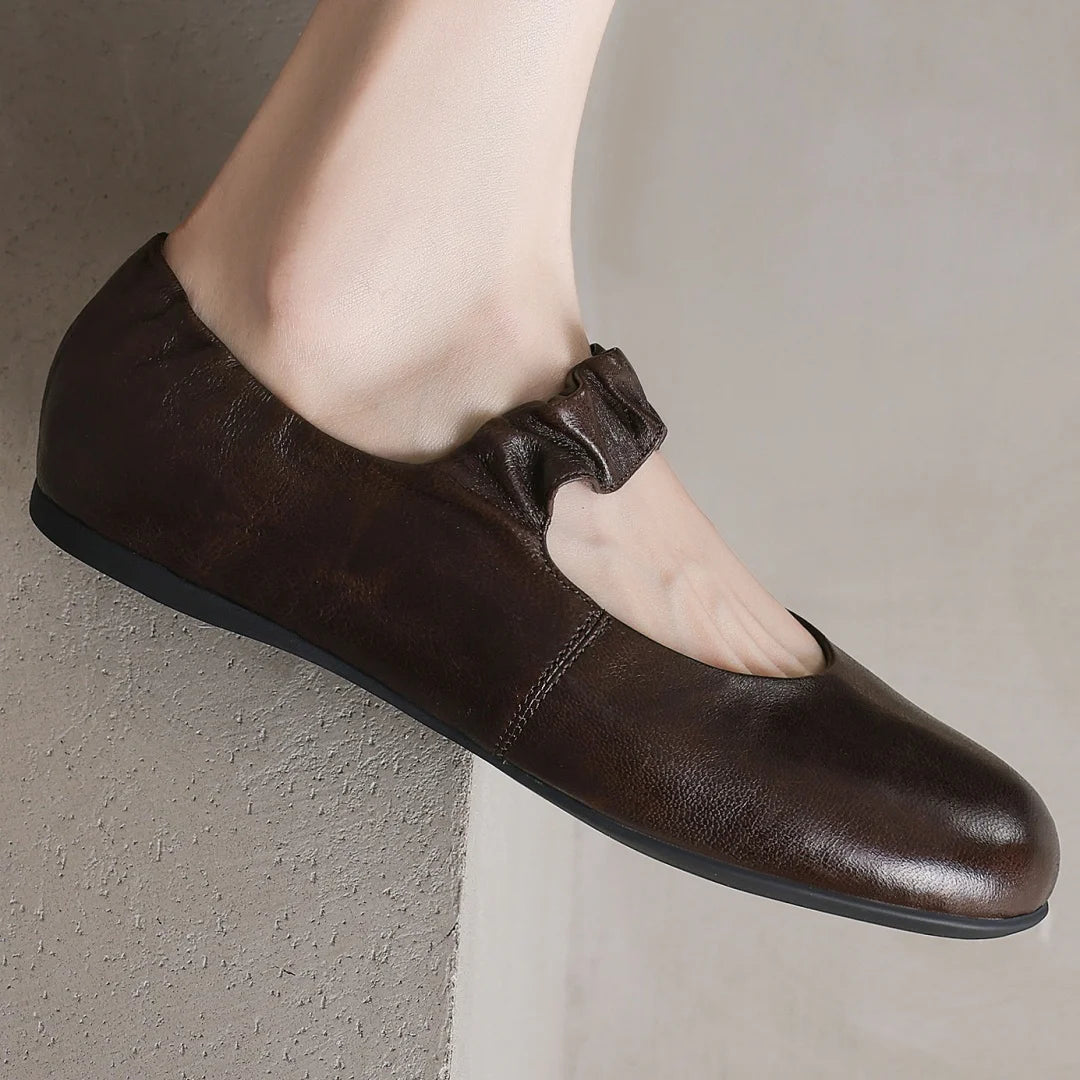 Women’s Sheepskin Slip-On Ballet Flats - Soft, Comfortable Round-Toe Ballerinas with Elastic Band