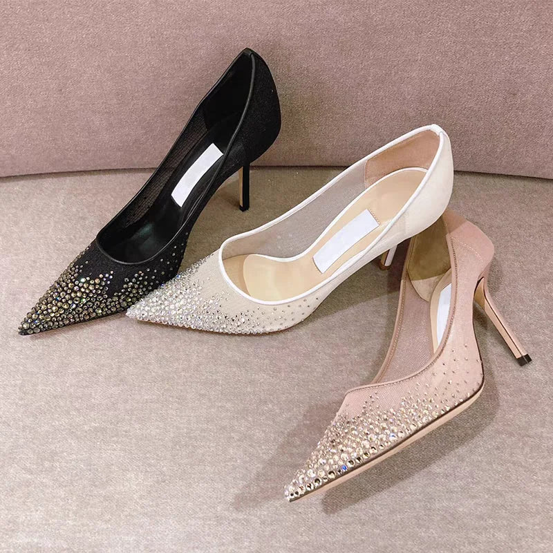 Spring & Autumn Women’s Mesh Stiletto Shoes - Pointed Toe, Shallow Design