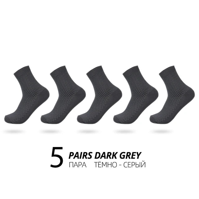 Men’s Business Casual Socks - 5/10/15 Pairs, Mid-Calf Compression Dress Socks for Spring & Autumn