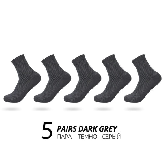 Men’s Business Casual Socks - 5/10/15 Pairs, Mid-Calf Compression Dress Socks for Spring & Autumn