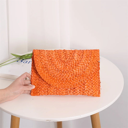 Soléa Straw Weave Clutch - Summer Casual Vacation Purse for Women