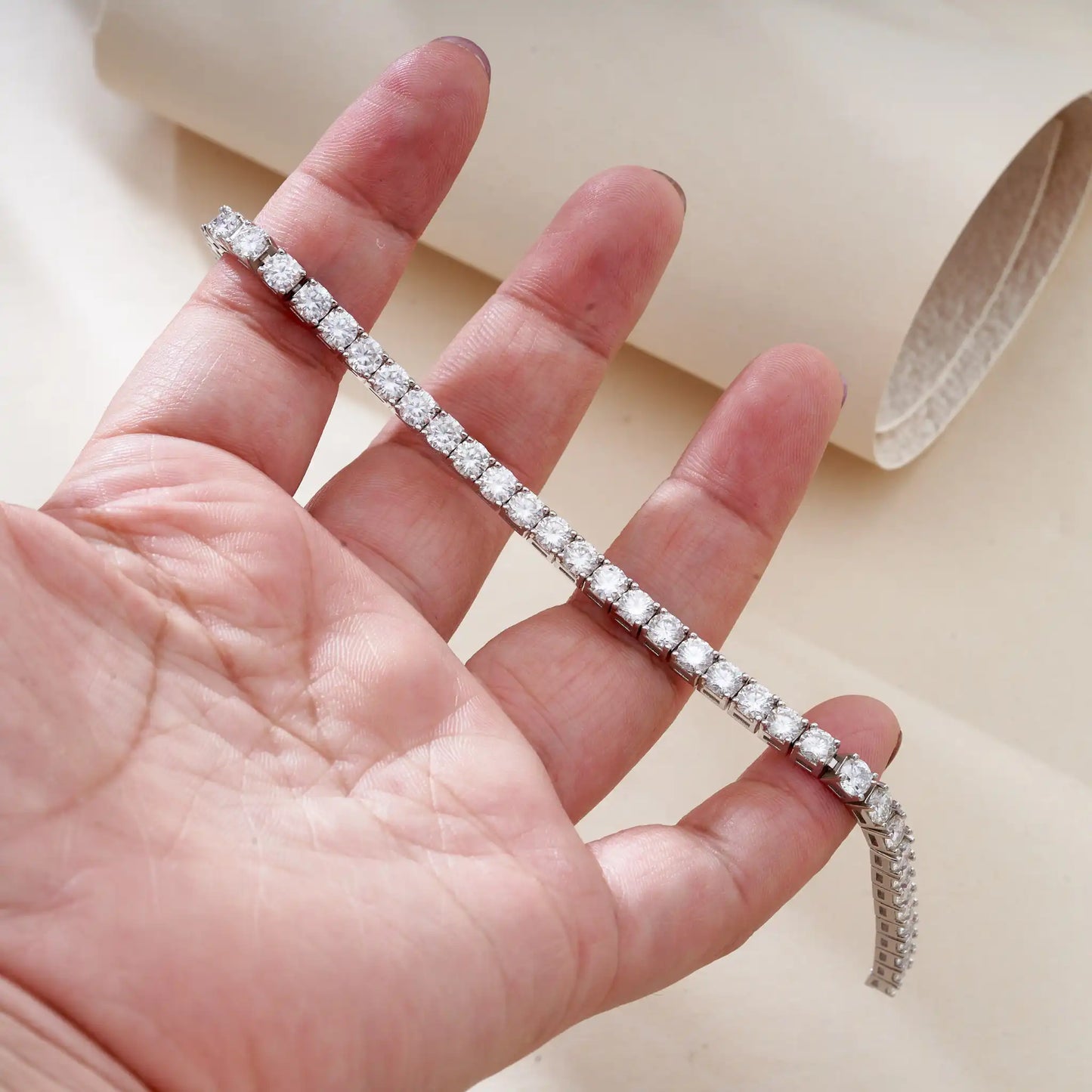 Real GRA-Certified D Color 4MM Moissanite Tennis Bracelet - 925 Sterling Silver Diamond Jewelry for Women