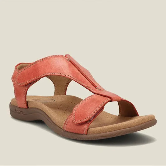 Women’s PU Leather Sandals - Retro Summer Slip-On Ankle Strap Walking Shoes, Lightweight & Durable