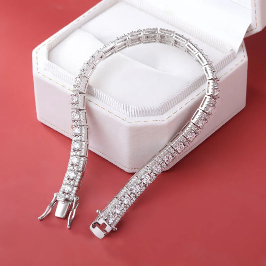 BXINY Luxury Full Moissanite Bracelet - 925 Sterling Silver Sparkling Diamond Jewelry for Women