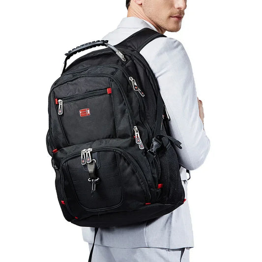 Swiss Multifunctional 17-Inch Laptop Backpack - Water-Resistant Travel & College Bag with USB Charging