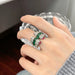 Retro 3×4MM Ruby, Emerald & Sapphire Gemstone Ring - Lab Diamond Cocktail Jewelry for Women