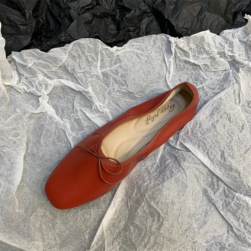 Women’s Spring Ballet Flats - Square Toe Slip-On Loafers for Casual Elegance
