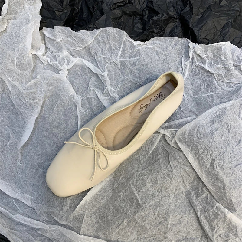 Women’s Spring Ballet Flats - Square Toe Slip-On Loafers for Casual Elegance