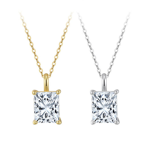 D Color VVS Radiant Cut Moissanite Pendant Necklace - 925 Sterling Silver Lab Diamond Necklace for Women, Wedding & Fine Jewelry