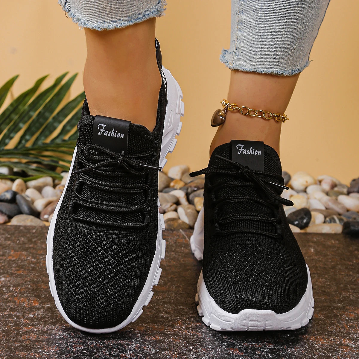 Women’s Mesh Casual Sneakers - Breathable Lace-Up Soft-Soled Sports Shoes