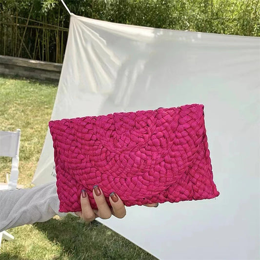 Soléa Straw Weave Clutch - Summer Casual Vacation Purse for Women