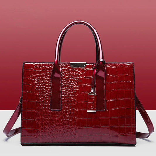 Regalia Luxe Tote - Elegant Croc-Embossed Shoulder & Crossbody Handbag