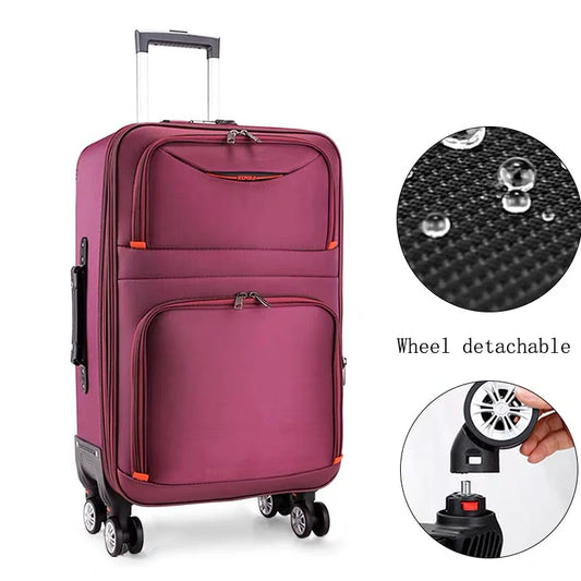 Waterproof Oxford Trolley Luggage - 20/22/24/26/28 Inch Travel Suitcase with Spinner Wheels, Cabin Carry-On Bag