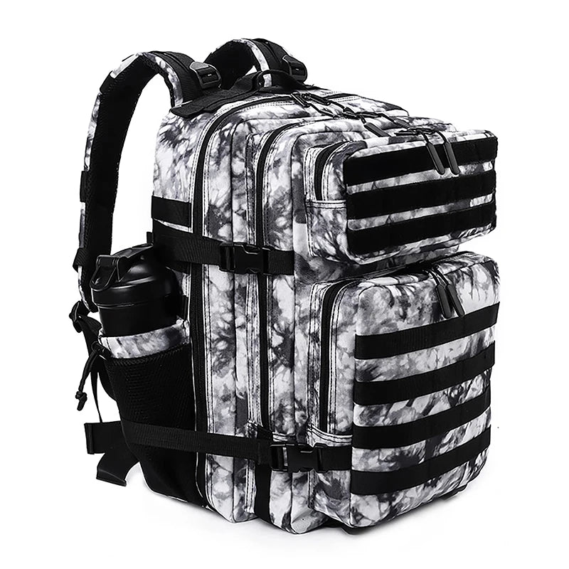 LHI 45L Tactical Backpack for Men & Women - Large Outdoor Sports Hiking Gym Bag with Bottle Holder