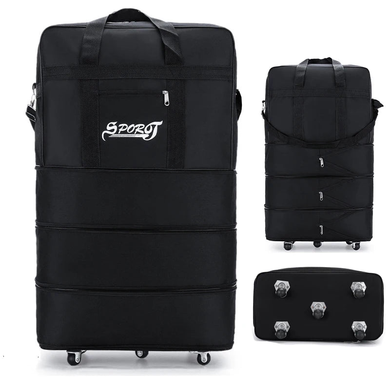 Expandable Foldable Trolley Luggage - 27/32/42 Inch Travel Bag with Wheels for Men & Women, Versatile Weekend Suitcase