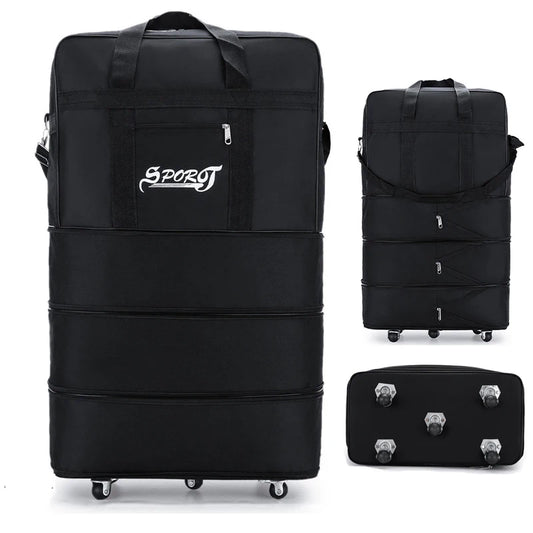 Expandable Foldable Trolley Luggage - 27/32/42 Inch Travel Bag with Wheels for Men & Women, Versatile Weekend Suitcase