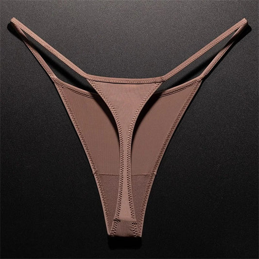 High-Slit Leopard Print Thong - Sexy Ice Silk Seamless One-Piece Underwear for Women, Fitness & Plus Size G-String