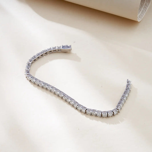 Real GRA-Certified D Color 4MM Moissanite Tennis Bracelet - 925 Sterling Silver Diamond Jewelry for Women