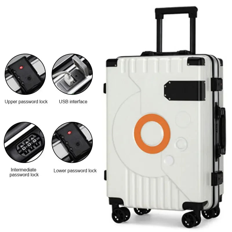Aluminum Frame Suitcase - Silent Wheels, TSA Lock, Fashion Rolling Trolley Luggage 20/22/24/28 Inch